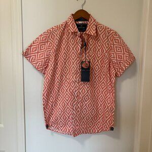 Nickel & Iron Mens Coral Orange Pattner Button Down Shirt NWT Size S